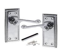 Betley Butterfly Door Handles Georgian Lever Latch Roped Edge - Chrome 110mm X 50mm