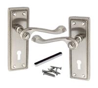 Betley Butterfly Door Handles Georgian Lever Lock Roped Edge - Satin 150mm X 50mm - 150mm X 48mm