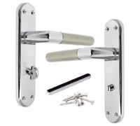 Betley Butterfly Door Handles Mitred Straight Lever Bath Lock Duo - Chrome Satin 180mm X 40mm