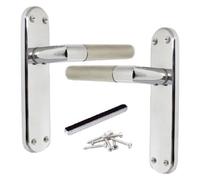 Betley Butterfly Door Handles Mitred Straight Lever Latch Duo - Chrome Satin 180mm X 40mm