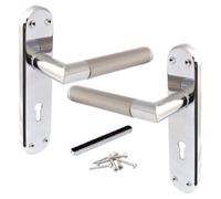 Betley Butterfly Door Handles Mitred Straight Lever Locks Duo - Chrome Satin 180mm X 40mm