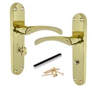 Betley Butterfly Door Handles Monja Astrid Arched Lever Bathroom Lock - Brass 180mm x 38mm Interior Wooden Doors Home and Office
