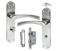 Betley Butterfly Door Handles Monja Astrid Arched Lever Bathroom Lock Pack - Chrome 180mm x 38mm Interior Wooden Doors Home and Office