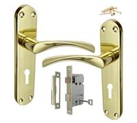 Betley Butterfly Door Handles Monja Astrid Arched Lever Latch Lock Pack - Brass 180mm x 38mm Interior Wooden Doors Home and Office