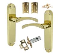 Betley Butterfly Door Handles Monja Astrid Arched Lever Latch Pack Hinges - Brass 180mm x 38mm Interior Wooden Doors Home and Office