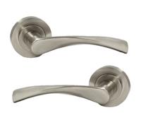 Betley Butterfly Door Handles Satin Nickel Latch Astrid Twist Lever On Round Rose 120mm