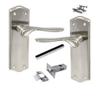Betley Butterfly Door Handles Satin Stellar Latch Set Shaped Backplate With Tubular Latch