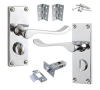 Betley Butterfly Door Handles Scroll Bathroom Wc Privacy Lock - Chrome 118 X 40mm Latch Pack