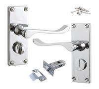 Betley Butterfly Door Handles Victorian Scroll Bathroom Wc Privacy Lock - Chrome 118 X 40mm Latch