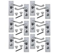 Betley Butterfly Door Handles Victorian Scroll Lever Privacy Bath Lock - Chrome 6 Pairs
