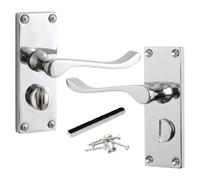 Betley Butterfly Door Handles Victorian Scroll Lever Privacy Lock - Chrome 118 X 40mm