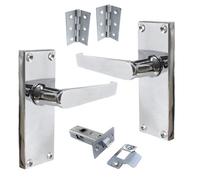 Betley Butterfly Door Handles Victorian Straight Lever Chrome Hinges And Latch Pack Set 120 X 42mm - 3 Inch