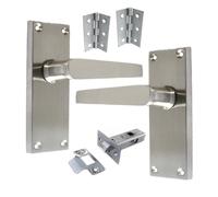 Betley Butterfly Door Handles Victorian Straight Lever Satin Hinges & Latch Pack Set 120 x 42mm