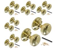 Betley Butterfly Door Knobs, Aluminium, Brass Finish, 64mm, Reeded Round Mortice Knob, 6 Pairs
