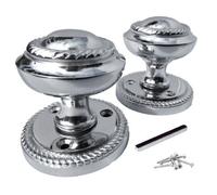 Betley Butterfly Door Knobs Chrome Interior Mortice Georgian Rope 63mm Rose