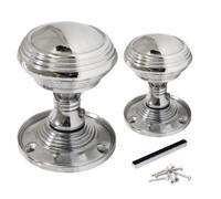 Betley Butterfly Door Knobs Queen Anne Reeded Internal Mortice Knob - Chrome Polished 64mm