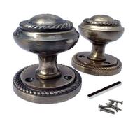Betley Butterfly Door Knobs Round Georgian Roped Mortice Knob - Antique 62mm
