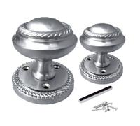 Betley Butterfly Door Knobs Round Georgian Roped Mortice Knob - Silver Satin 62mm
