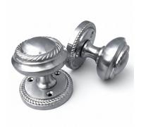 Betley Butterfly Door Knobs Round Georgian Roped Mortice Knob - Silver Satin 62mm - Pack Of 10