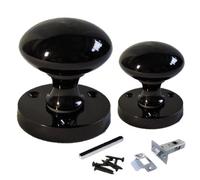 Betley Butterfly Door Knobs Round Victorian Mortice Knob Sprung - Black Nickel Latch Pack 56mm