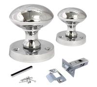 Betley Butterfly Door Knobs Round Victorian Mortice Knob Sprung - Chrome Latch Pack 56mm