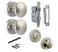 Betley Butterfly Door Knobs Round Victorian Mortice Knob Sprung - Satin Thumbturn Pack 56mm