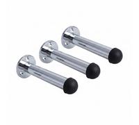 Betley Butterfly Door Stop Polished Chrome Straight Long Wall Mount Skirting Board Rubber Stop - 76mm - Pack Of 3