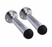 Betley Butterfly Door Stop Polished Chrome Straight Long Wall Mount Skirting Board Rubber Stop - 76mm - Pack Of 2