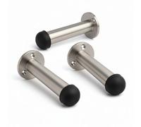 Betley Butterfly Door Stop Satin Straight Long Wall Mount Skirting Board Rubber Stop - 76mm - Pack Of 3