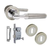 Betley Butterfly Electra Door Handles Latch Lever Rose - Chrome Satin Escutcheon Lock Pack 140mm