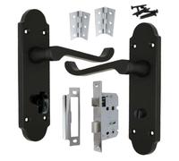 Betley Butterfly Epsom Door Handle Aluminium Matt Black 168mm Victorian Scroll Lever for Internal Doors