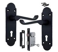 Betley Butterfly Epsom Door Handle, Aluminium, Matt Black, 168mm, Victorian Scroll, Lever, for Internal Doors
