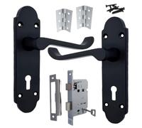 Betley Butterfly Epsom Door Handle, Aluminium, Matt Black, 168mm, Victorian Scroll, Lever, for Internal Doors