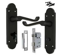 Betley Butterfly Epsom Door Handle Aluminium Matt Black 168mm Victorian Scroll Lever for Internal Doors