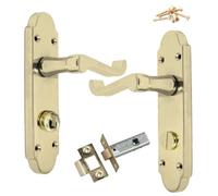 Betley Butterfly Epsom Door Handle Bath Privacy Lock + Tubular Latch Scroll Lever - Brass
