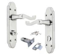 Betley Butterfly Epsom Door Handle Bath Privacy Lock + Tubular Latch Scroll Lever - Chrome