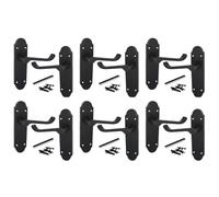 Betley Butterfly Epsom Door Handle Latch Victorian Scroll Lever - Matt Black for Home and Office Wooden Doors 170mm x 40 mm (Latch Handles, 6, Pairs)