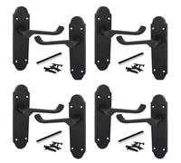 Betley Butterfly Epsom Door Handle Latch Victorian Scroll Lever - Matt Black for Home and Office Wooden Doors 170mm x 40 mm (Latch Handles, 4, Pairs)