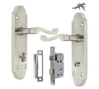 Betley Butterfly Epsom Door Handle Set, Aluminium, Satin Nickel, 169mm, Victorian Scroll, Lever, for Internal Doors, Brushed Finish