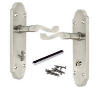 Betley Butterfly Epsom Door Handles Bathroom Lock Scroll Lever - Satin