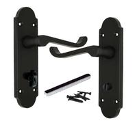 Betley Butterfly Epsom Door Handles Internal Bathroom Lock Scroll Lever - Matt Black for Home and Office Wooden Doors 170mm x 42mm