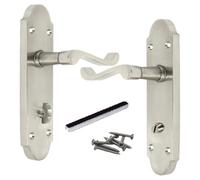Betley Butterfly Epsom Door Handles Internal Bathroom Lock Scroll Lever - Satin for Home and Office Wooden Doors 170mm x 42mm