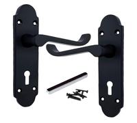 Betley Butterfly Epsom Door Handles Internal Lock Scroll Lever - Matt Black for Home and Office Wooden Doors 170mm x 42mm