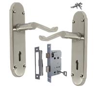 Betley Butterfly Epsom Door Handles Key Lock Scroll Lever - Satin Pack
