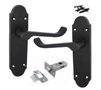 Betley Butterfly Epsom Victorian Scroll Lever Latch Door Handle Pack - Matt Black Handle And Chrome Latch