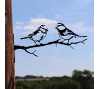 Betley Butterfly Garden Blue Tit Silhouette, Black Metal Birds on Branch, 18cm x 25cm, Tree or Fence Mountable Decoration for Garden Decor