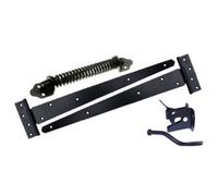 Betley Butterfly Garden Gate Pack 2X 14" Tee Hinges Auto Gate Latch Return Spring Side Door Kit Black