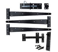 Betley Butterfly Garden Side Gate Fixing Kit 3X 10" T Hinges Suffolk Latch Brenton Bolt Set Black