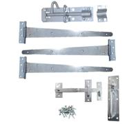 Betley Butterfly Garden Side Gate Fixing Kit with 3 Tee Hinges, Suffolk Latch and Brenton Bolt Set, Zinc Plated, Silver, 16"