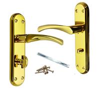 Betley Butterfly Genova Door Handles Polished Brass Twist Lever Bathroom Lock On Modern Marina Backplate